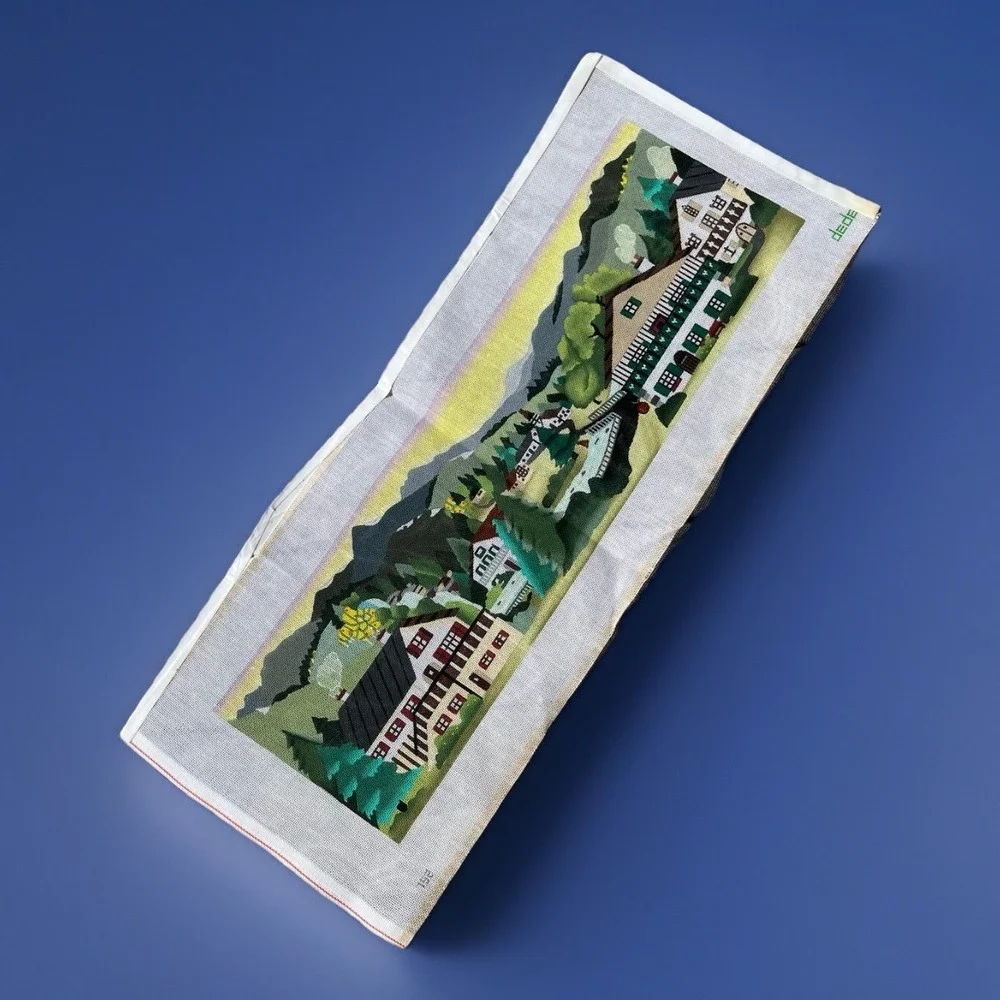 Dede Handpainted Needlepoint Canvas  Countryside Village England Landscape